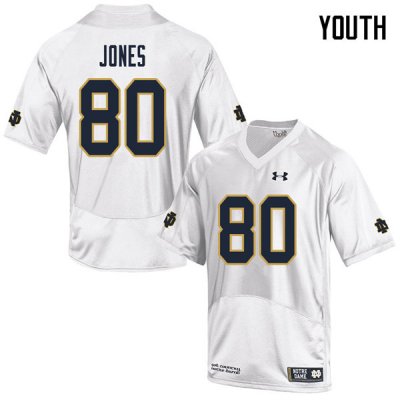Notre Dame Fighting Irish Youth Micah Jones #80 White Under Armour Authentic Stitched College NCAA Football Jersey LWK4899TR